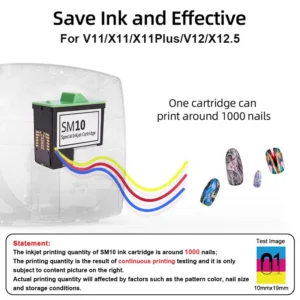 SM10 Ink Cartridge Repleacement for O'2NAILS Nail Printer V11 and X11, X11Plus, X12, X12.5, V12